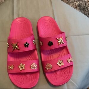Womens hot pink CROCS size 10